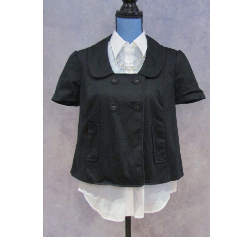 Worthington Stretch Black Jacket Peter Pan Collar